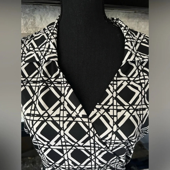 Alyn Paige size Large geometric slip on belted A-line dress - Picture 3 of 9